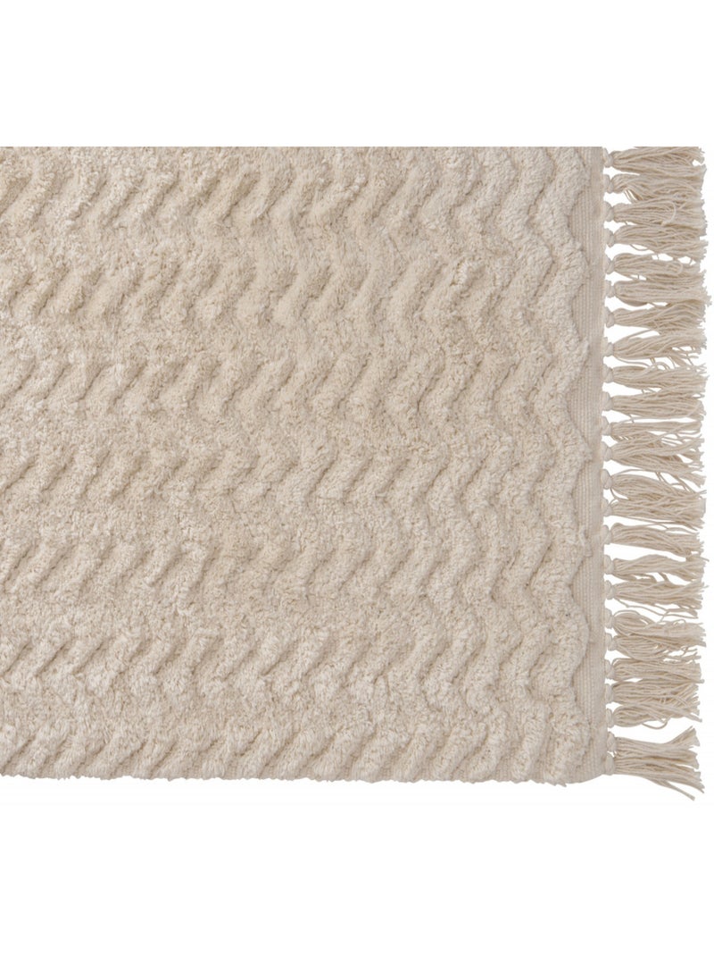 Alfombra de baño decorativa Guy Levasseur Thea 50 x 80 cm de algodón cardado antideslizante Crudo - Kiabi