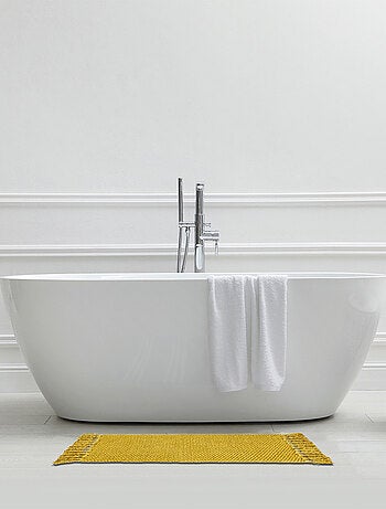 Alfombra de baño decorativa lisa con pompones de algodón chenilla
