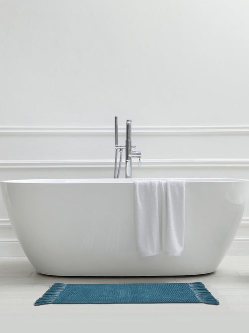 Alfombra de baño decorativa lisa con pompones de algodón chenilla - Kiabi