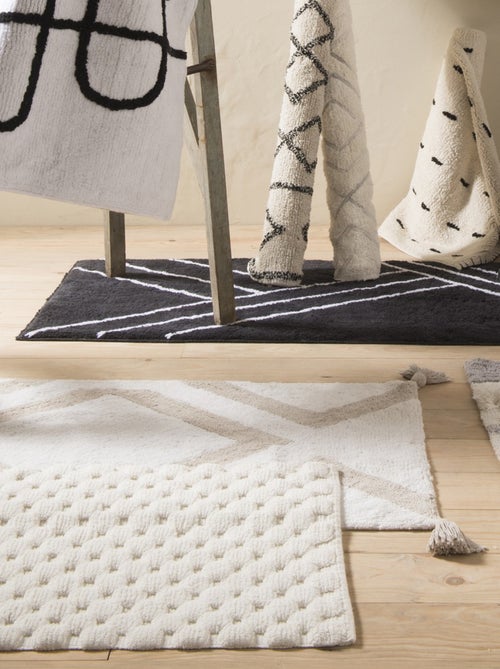 Alfombra de baño decorativa lisa de algodón - Kiabi