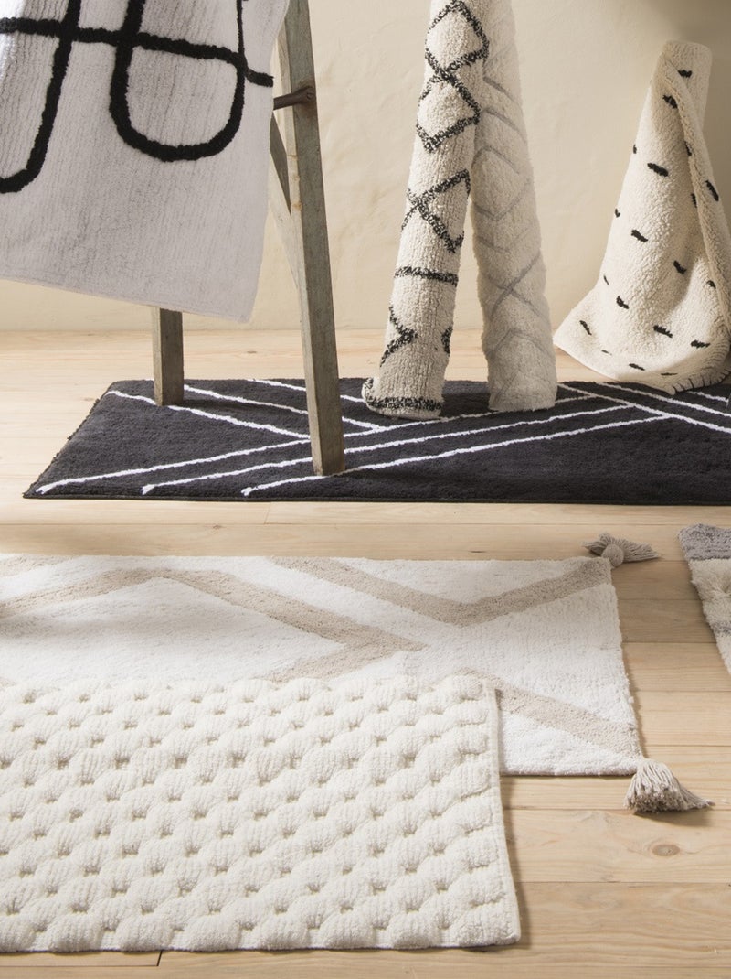 Alfombra de baño decorativa lisa de algodón Crudo - Kiabi