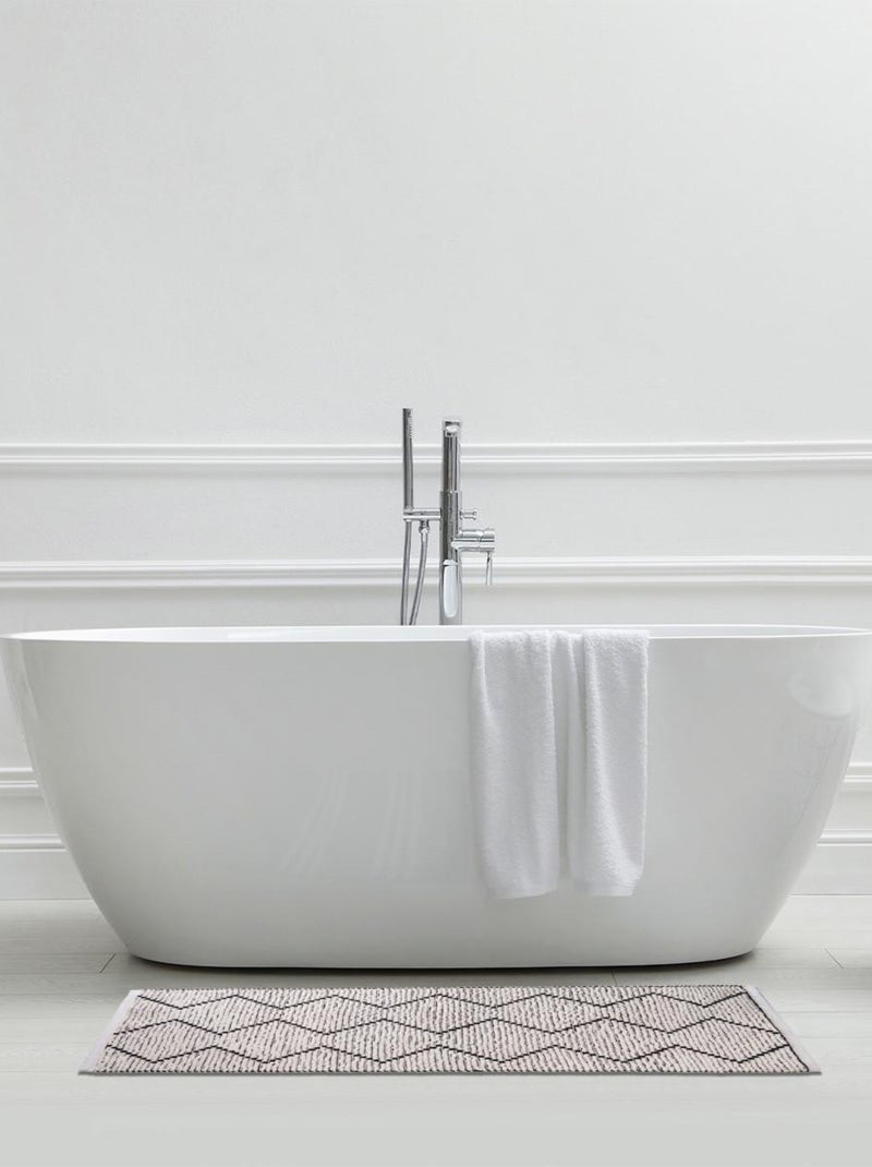 Alfombra de baño en zigzag de 60 x 120 cm, de polialgodón Blanco - Kiabi