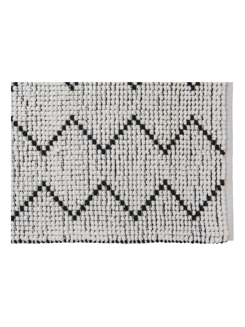 Alfombra de baño en zigzag de 60 x 120 cm, de polialgodón Blanco - Kiabi