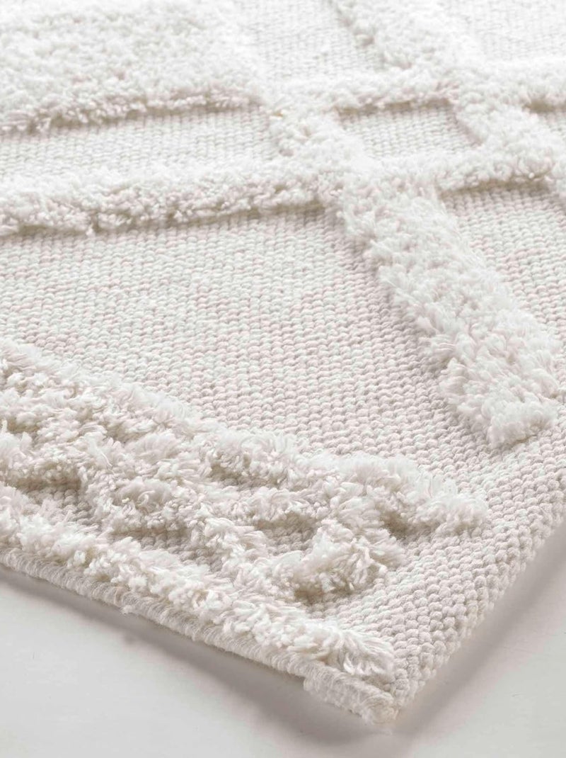Alfombra de Baño Gladis Lisa con Relieves Blanco - Kiabi