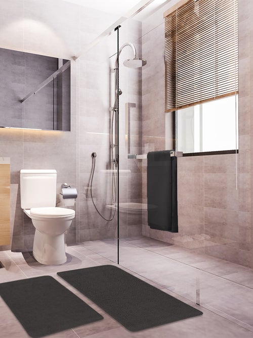 Alfombra de baño Guy Levasseur 'Polynesie' lote 2 poliéster 60x120 + 50x80 Guy Levasseur - Kiabi Alfombra de baño Guy Levasseur 'Polynesie' lote 2 poliéster 60x120 + 50x80 Guy Levasseur - Kiabi