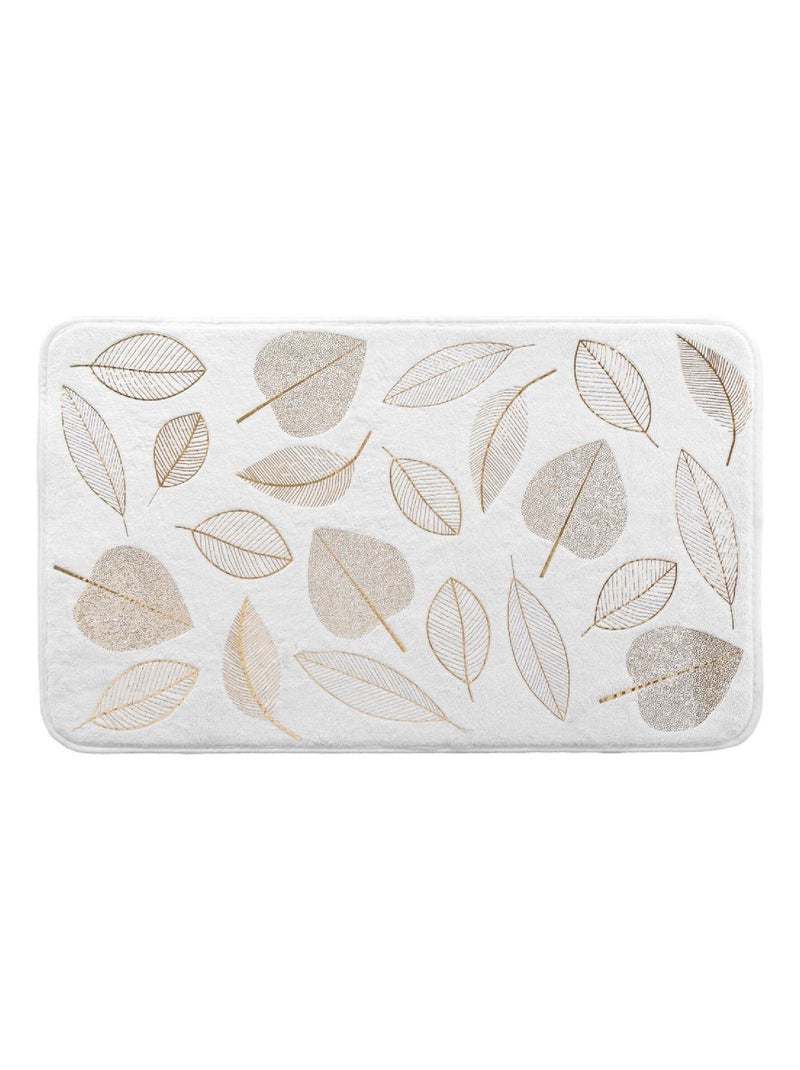 Alfombra de Baño Joya Hojas Doradas Blanco - Kiabi