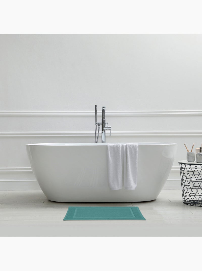 Alfombra de baño lisa – algodón rizo Oeko-Tex – Guy Levasseur Azul laguna - Kiabi