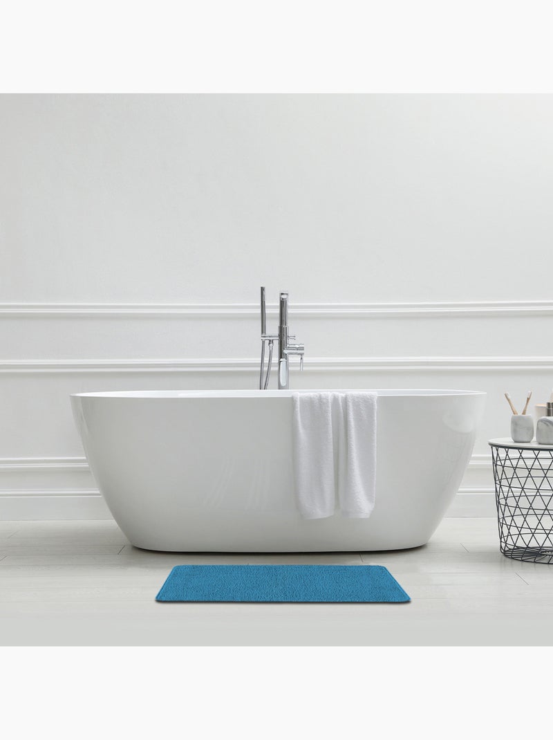 Alfombra de baño lisa de 50 x 80 cm, de poliéster Azul mediterráneo - Kiabi