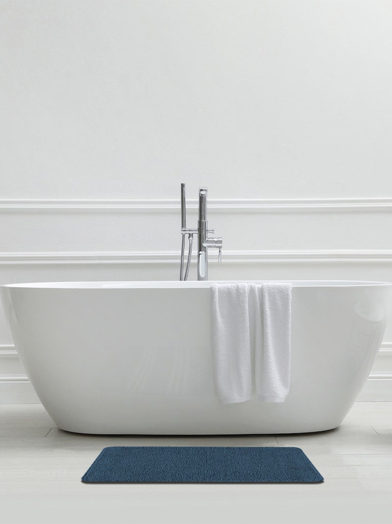 Alfombra de baño lisa de 50 x 80 cm, de poliéster Azul oscuro - Kiabi