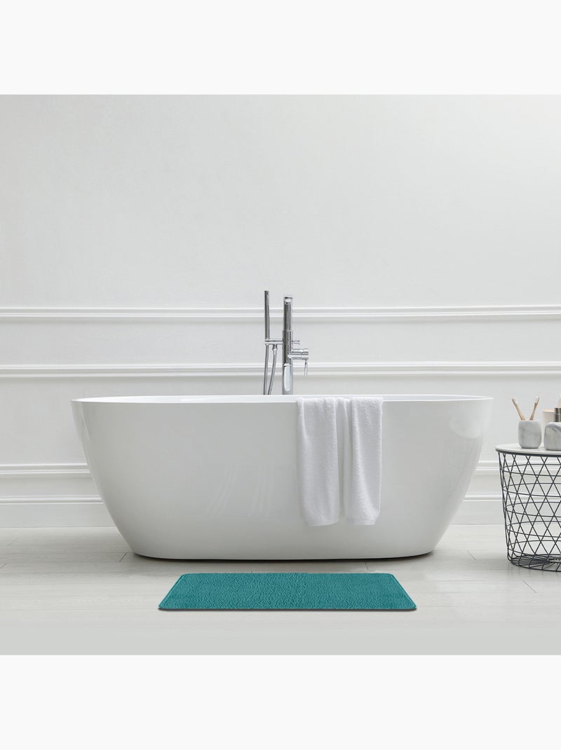 Alfombra de baño lisa de 50 x 80 cm, de poliéster Azul pavo real - Kiabi