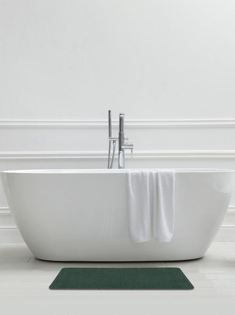 Alfombra de baño lisa de 50 x 80 cm, de poliéster Verde bosque - Kiabi