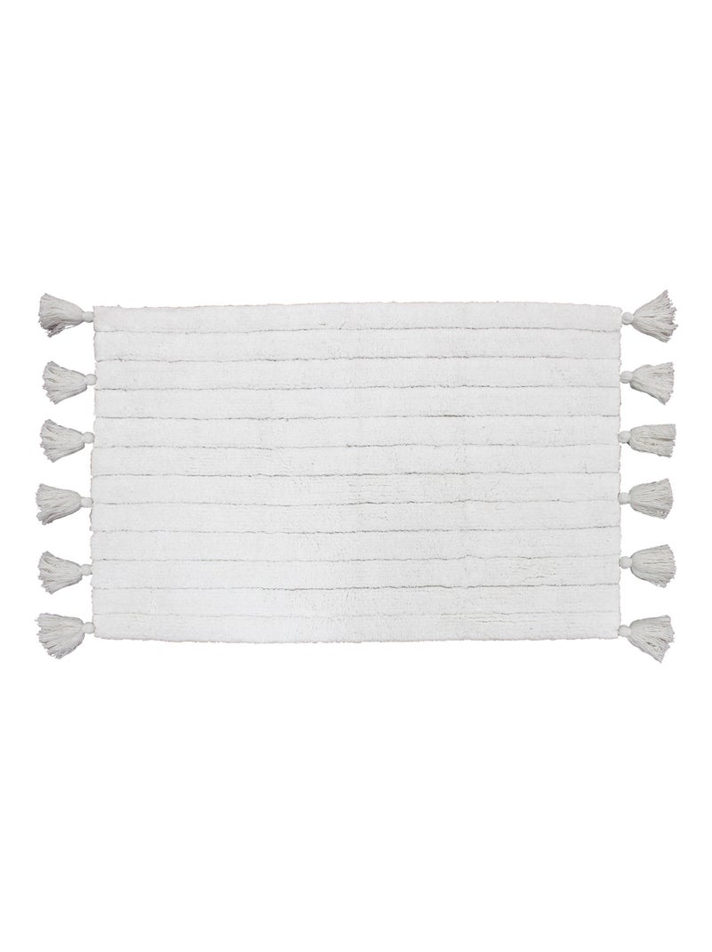Alfombra de baño lisa y con borlas Blanco - Kiabi