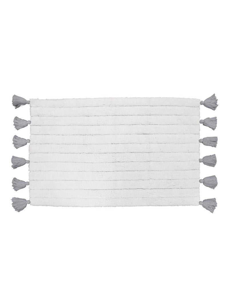 Alfombra de baño lisa y con borlas Gris claro - Kiabi