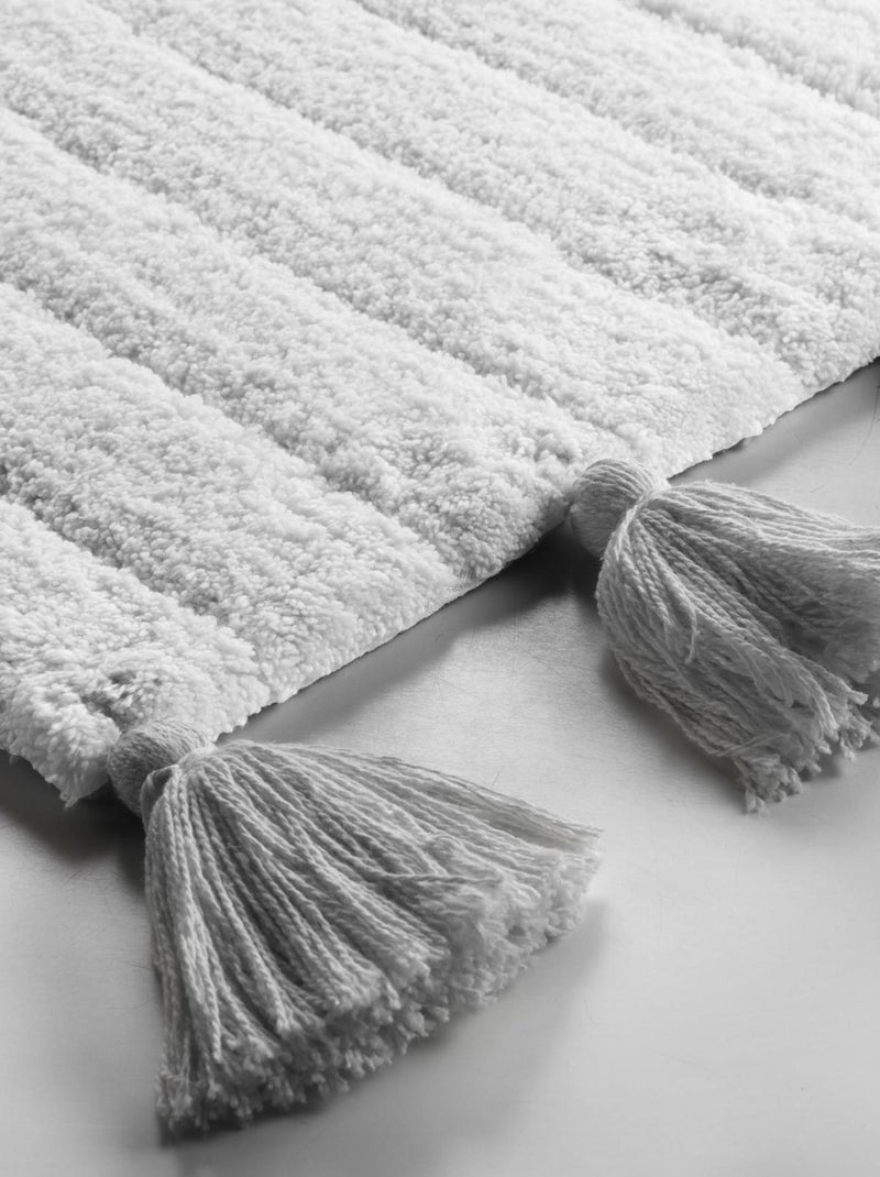 Alfombra de baño lisa y con borlas Gris claro - Kiabi