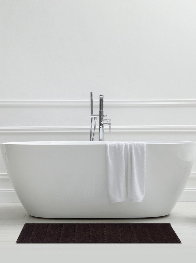 Alfombra de baño rectangular de algodón liso Marrón oscuro - Kiabi