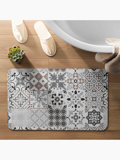 Alfombra de Baño Salou Ultra Absorbente Efecto Mosaico de Azulejos - Kiabi