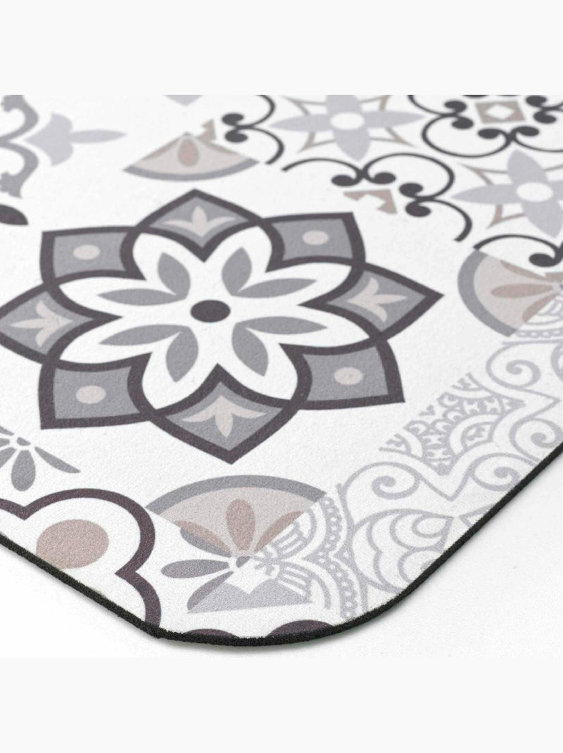 Alfombra de Baño Salou Ultra Absorbente Efecto Mosaico de Azulejos Beige - Kiabi
