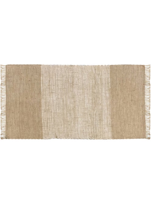 Alfombra de decoración rectangular de yute y algodón JULIE con flecos – Future Home - Kiabi Alfombra de decoración rectangular de yute y algodón JULIE con flecos – Future Home - Kiabi