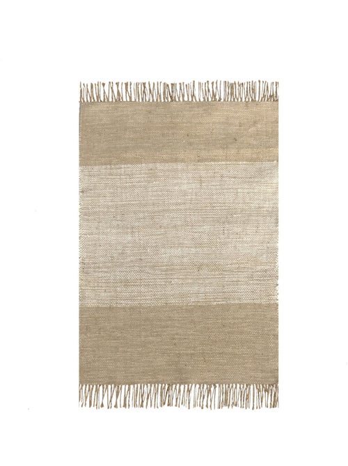 Alfombra de decoración rectangular de yute y algodón JULIE con flecos – Future Home - Kiabi Alfombra de decoración rectangular de yute y algodón JULIE con flecos – Future Home - Kiabi