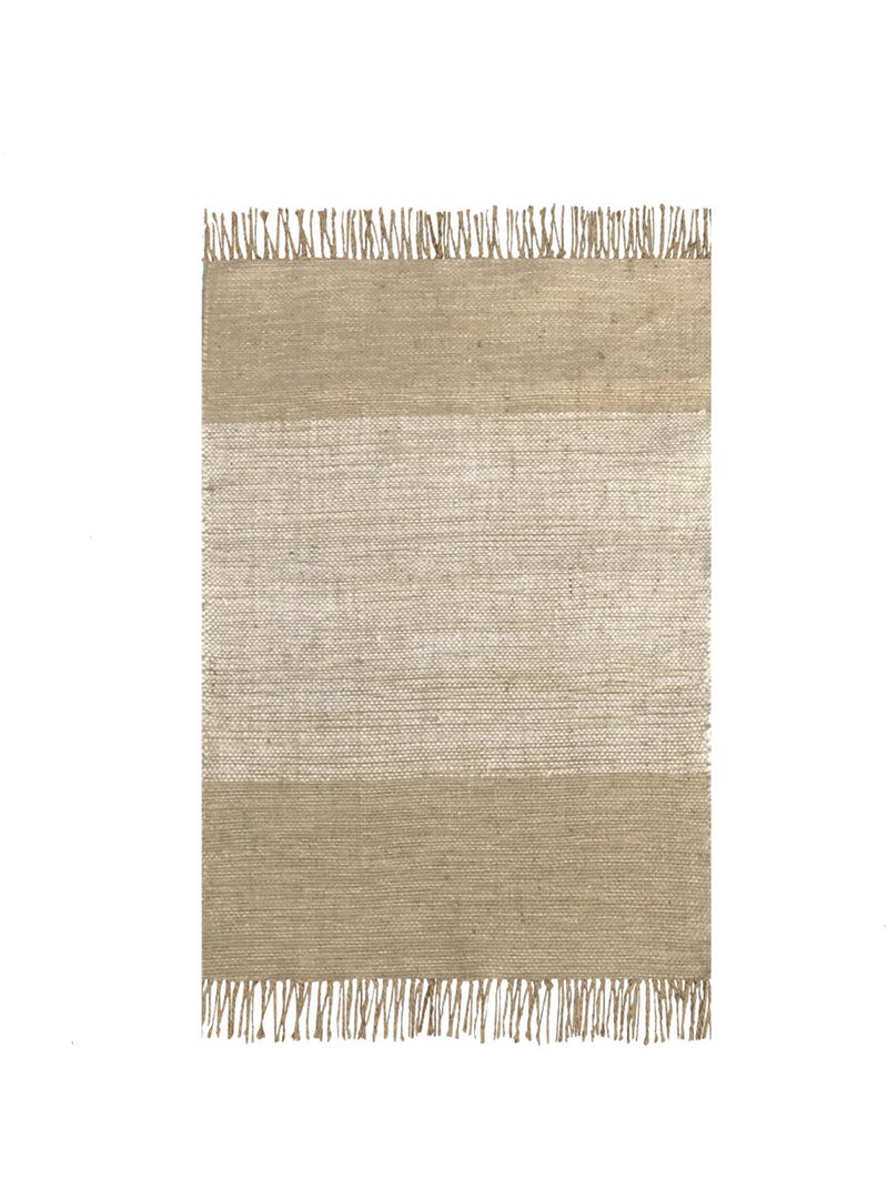 Alfombra de decoración rectangular de yute y algodón JULIE con flecos – Future Home Blanco Beige - Kiabi