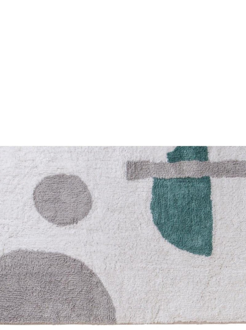 Alfombra de estar Guy Levasseur en algodón con flecos – 60x120 cm Blanco - Kiabi