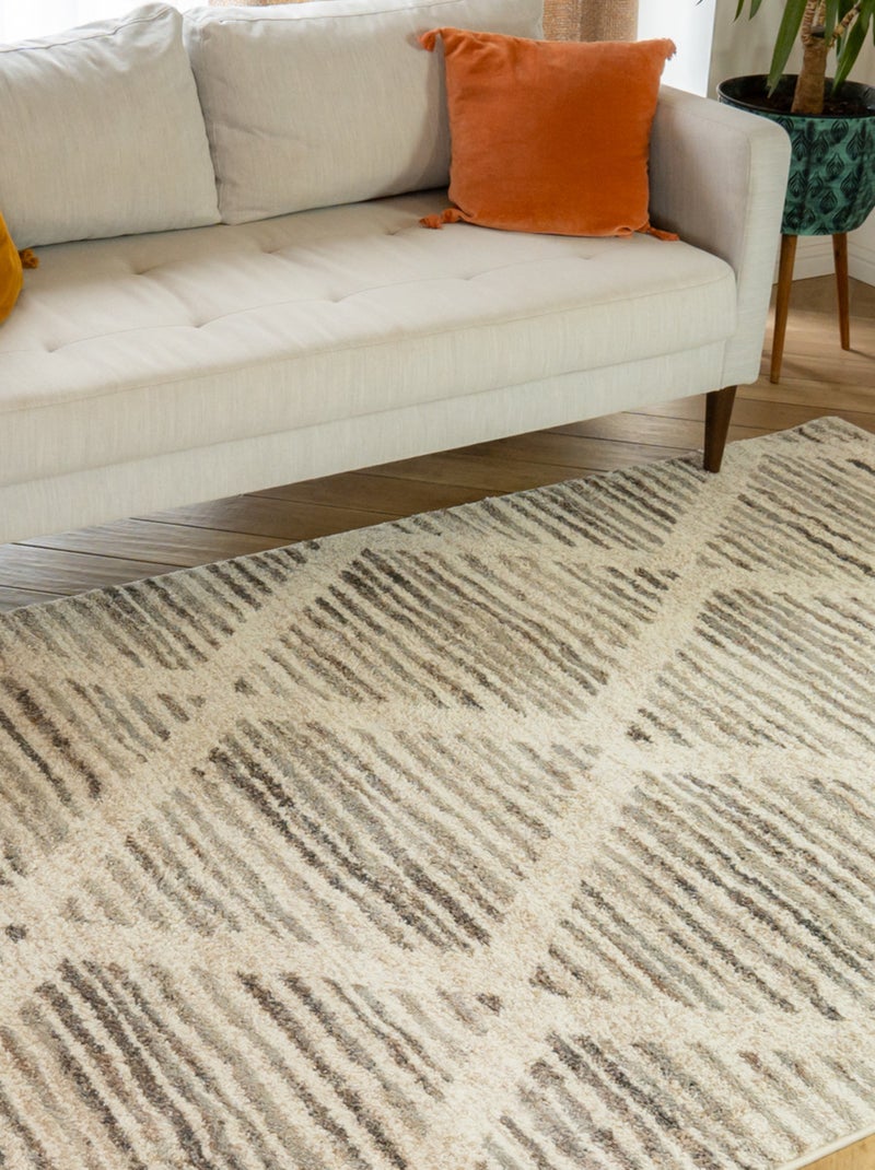 Alfombra de interior TUNIS estilo bereber rombos 160 x 230 cm Future Home Beige - Kiabi