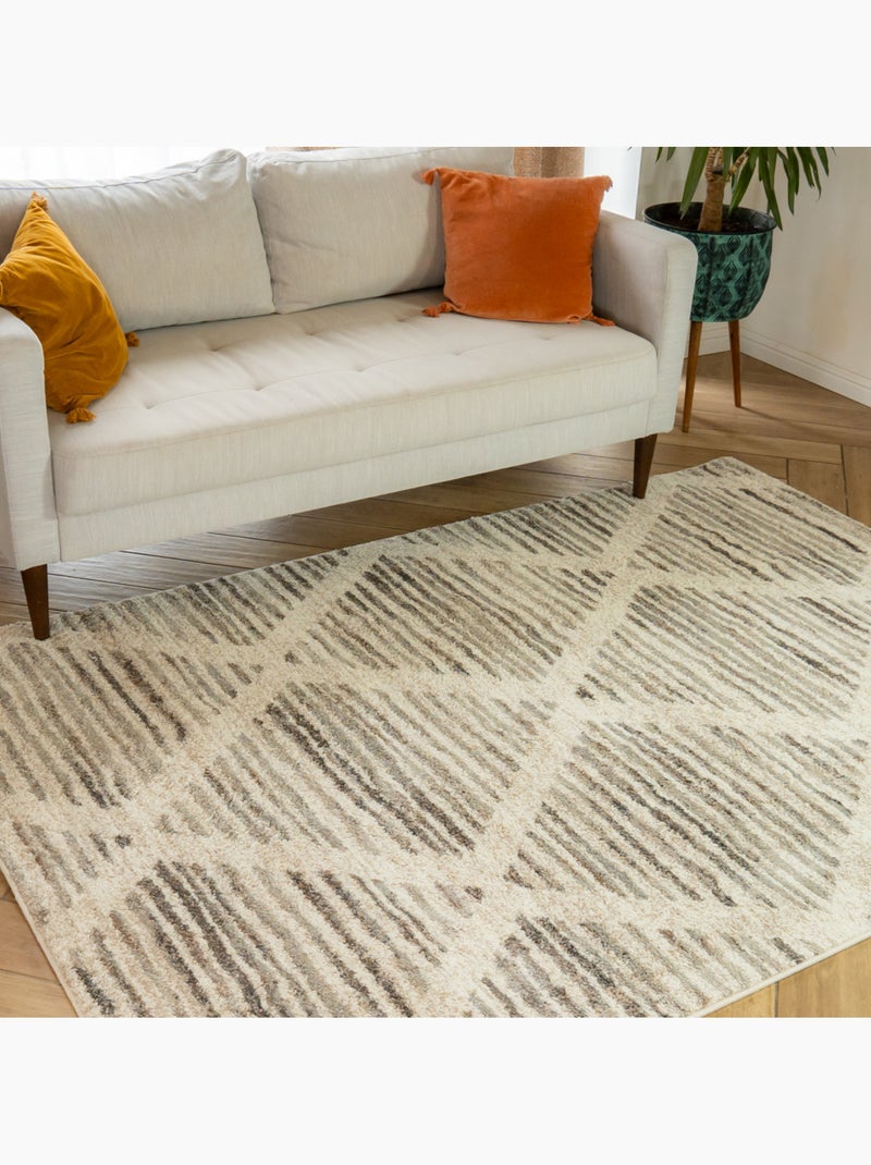 Alfombra de interior TUNIS estilo bereber rombos 160 x 230 cm Future Home Beige/Blanco - Kiabi