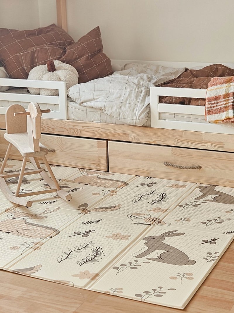 Alfombra de juego plegable doble cara 180x120 cm XPE bosque ciudad boho suave bebe infantil segura Beige - Kiabi