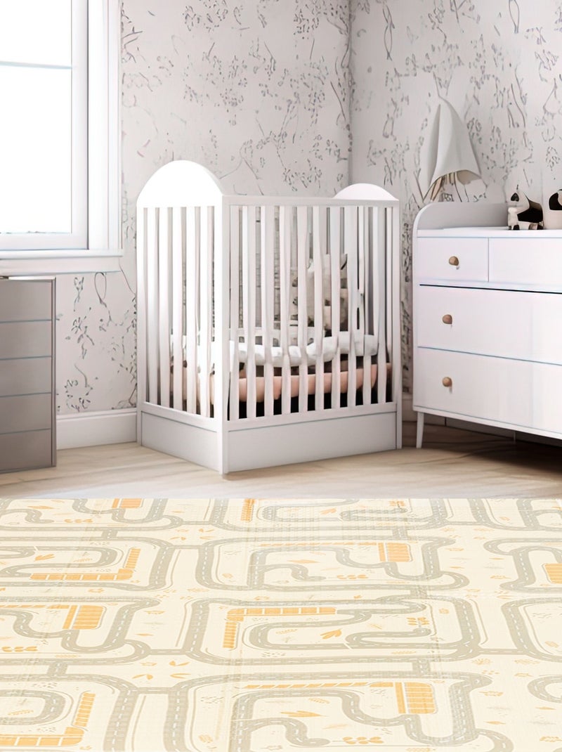 Alfombra de juego plegable doble cara 180x120 cm XPE bosque ciudad boho suave bebe infantil segura Beige - Kiabi