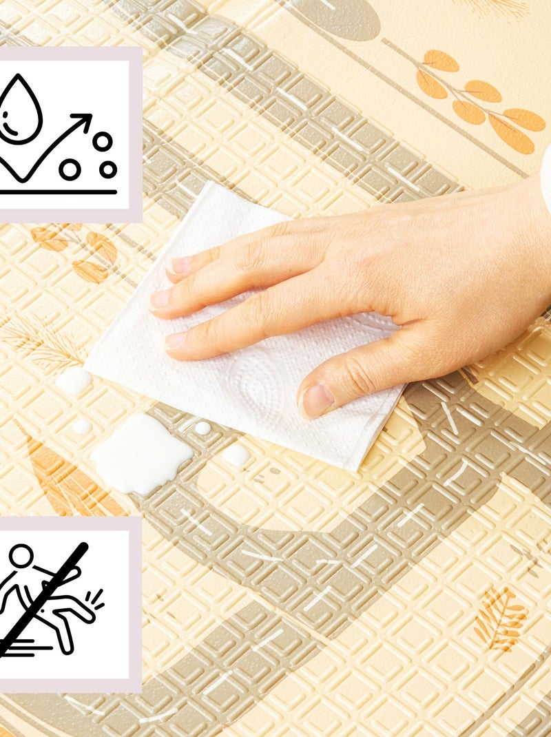 Alfombra de juego plegable doble cara 180x120 cm XPE bosque ciudad boho suave bebe infantil segura Beige - Kiabi