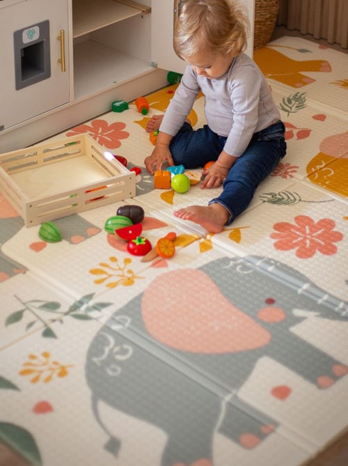 Alfombra de juego plegable doble cara 180x120 de espuma xpe con elefantes y suave bebe para - Kiabi Alfombra de juego plegable doble cara 180x120 de espuma xpe con elefantes y suave bebe para - Kiabi