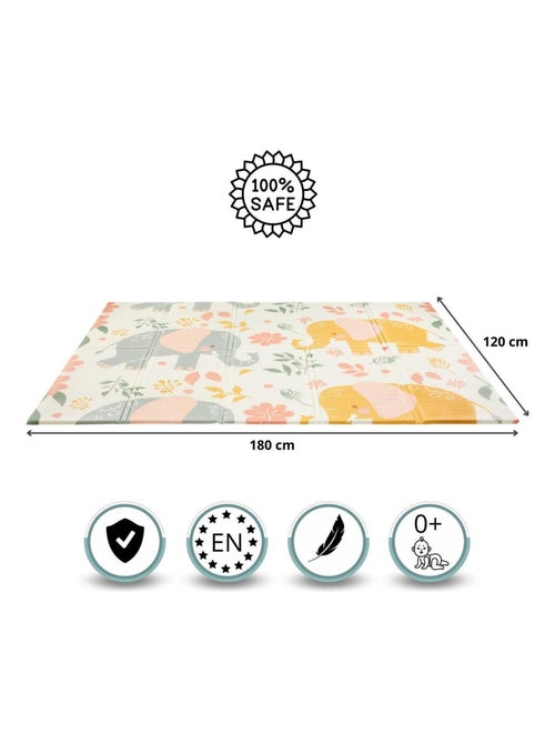 Alfombra de juego plegable doble cara 180x120 de espuma xpe con elefantes y suave bebe para - Kiabi Alfombra de juego plegable doble cara 180x120 de espuma xpe con elefantes y suave bebe para - Kiabi
