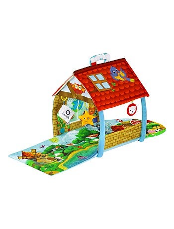 Alfombra de juegos 2 en 1 Agnes de LIONELO - Alfombra plana con palitos y alfombra con casita - 137x