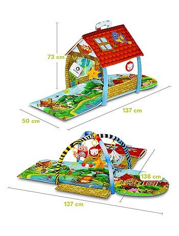Alfombra de juegos 2 en 1 Agnes de LIONELO - Alfombra plana con palitos y alfombra con casita - 137x