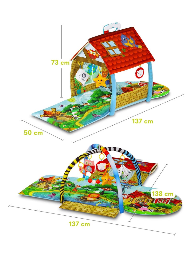 Alfombra de juegos 2 en 1 Agnes de LIONELO - Alfombra plana con palitos y alfombra con casita - 137x Azul Multicolor Azul - Kiabi