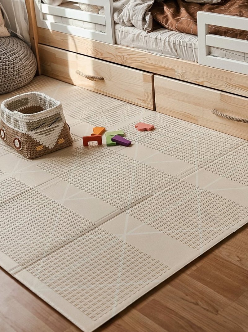 Alfombra de juegos plegable doble cara 180x120 cm espuma XPE para bebé Beige - Kiabi