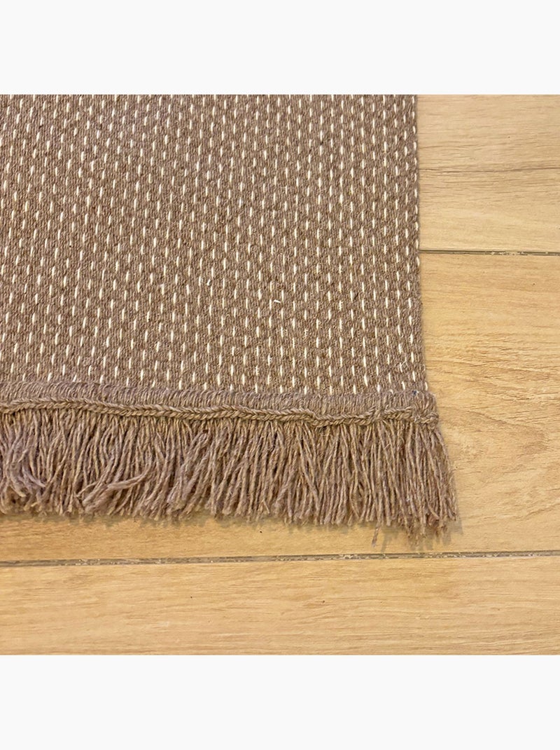 Alfombra de lana y algodón con textura punteada Beige claro - Kiabi