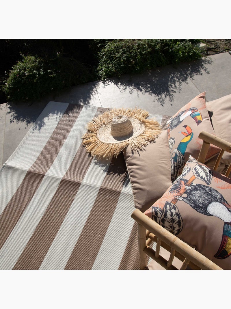 Alfombra de rayas para exteriores Beige claro - Kiabi
