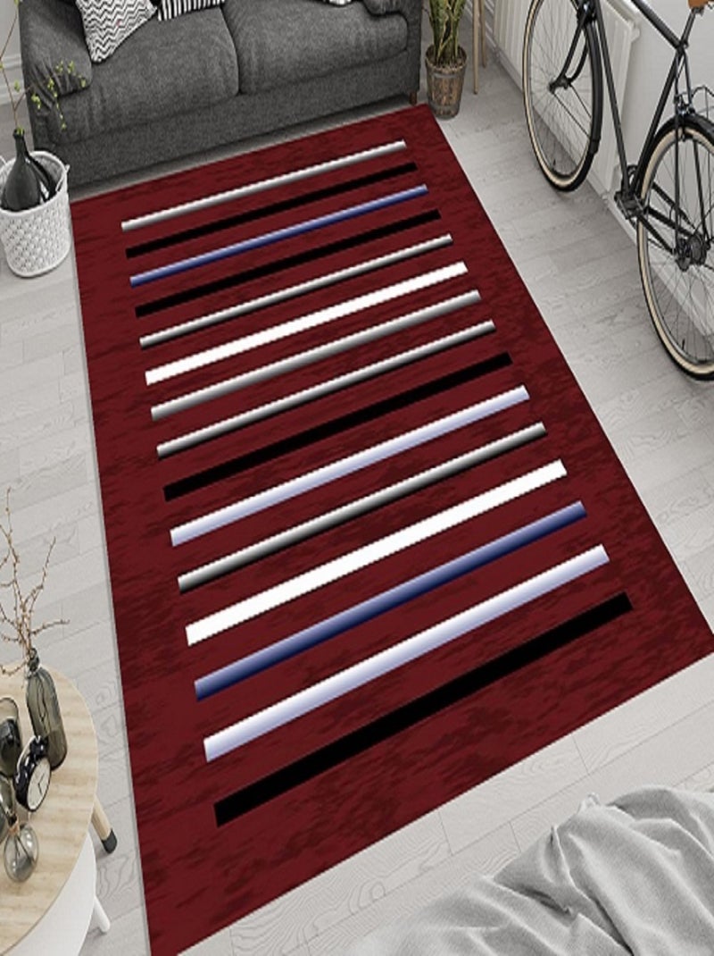 Alfombra de salón a rayas Rojo - Kiabi