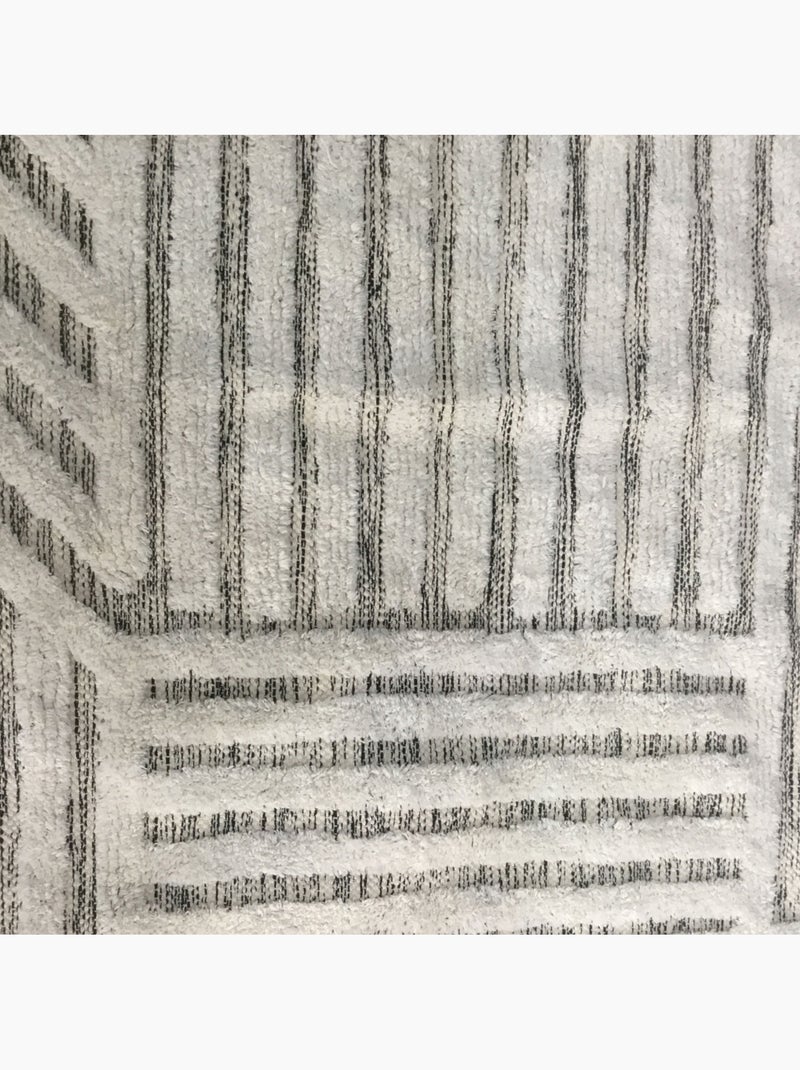 Alfombra de salón de algodón tejido JIVE geométrica retro 140 x 200 cm – Future Home Blanco crudo Negro - Kiabi