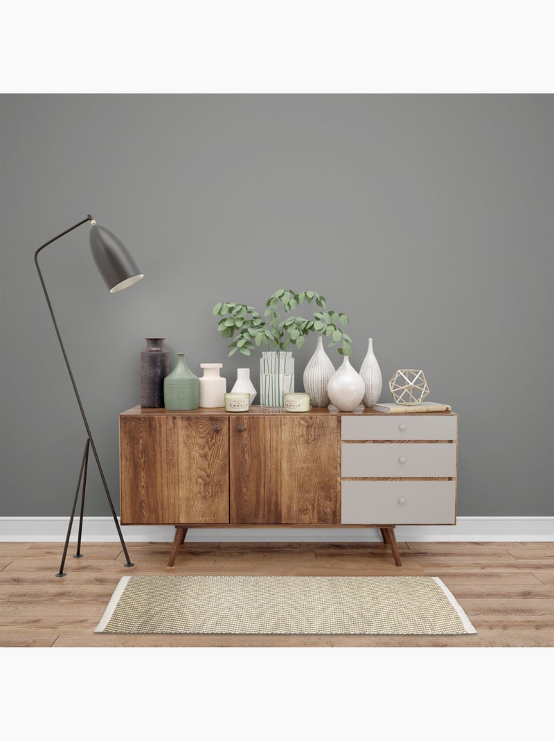 Alfombra de yute en espiga clara con flecos rectangular 60 x 90 cm – Future Home Beige natural - Kiabi