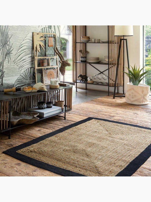 Alfombra de yute kahi con borde negro 120x170cm - Kiabi Alfombra de yute kahi con borde negro 120x170cm - Kiabi