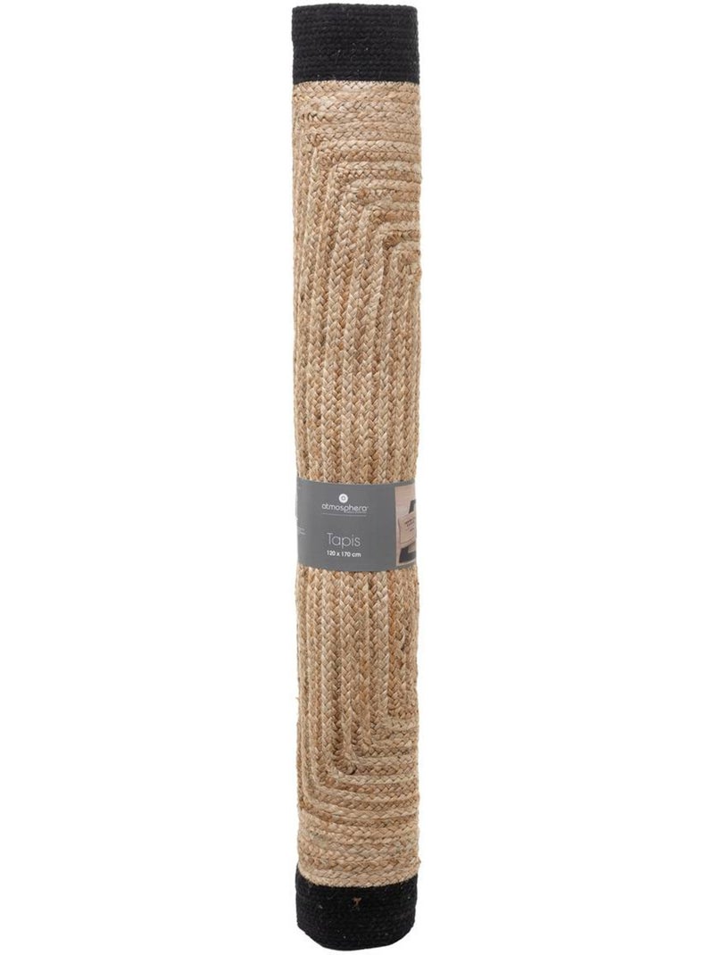 Alfombra de yute kahi con borde negro 120x170cm Negro - Kiabi