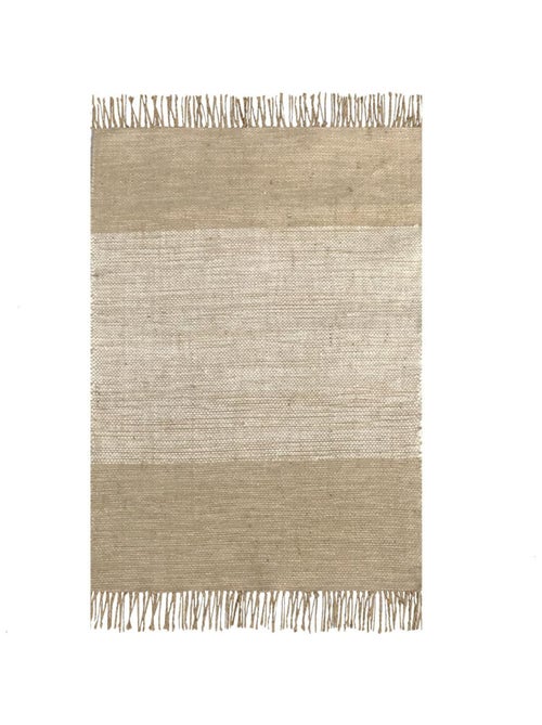 Alfombra decorativa con flecos en yute y algodón - Kiabi