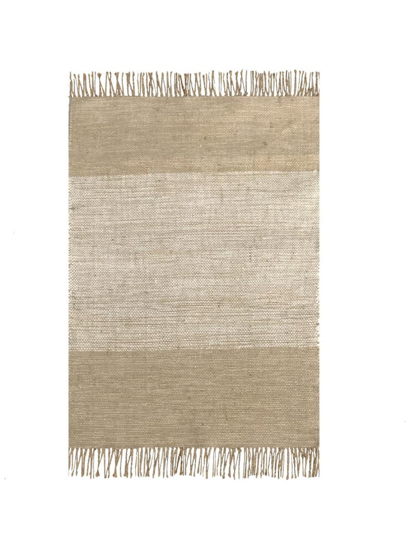 Alfombra decorativa con flecos en yute y algodón Beige - Kiabi