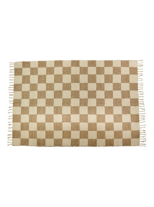 Alfombra decorativa damero 140x200 cm yute y algodón con flecos Future Home - Kiabi Alfombra decorativa damero 140x200 cm yute y algodón con flecos Future Home - Kiabi