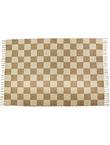 Alfombra decorativa damero 140x200 cm yute y algodón con flecos Future Home