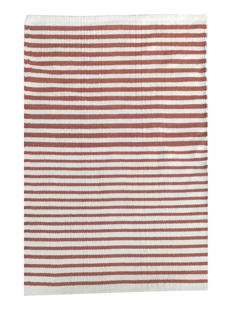 Alfombra decorativa de algodón 100% a rayas – Future Home Blanco Rojo - Kiabi