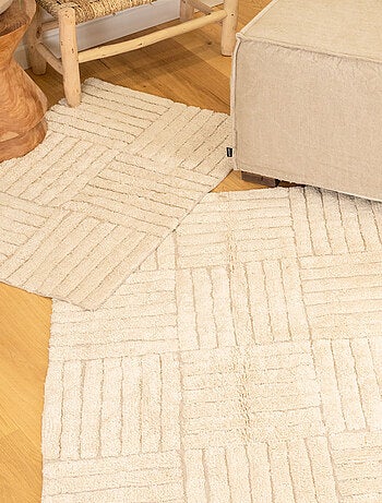 Alfombra decorativa de algodón con rayas cruzadas
