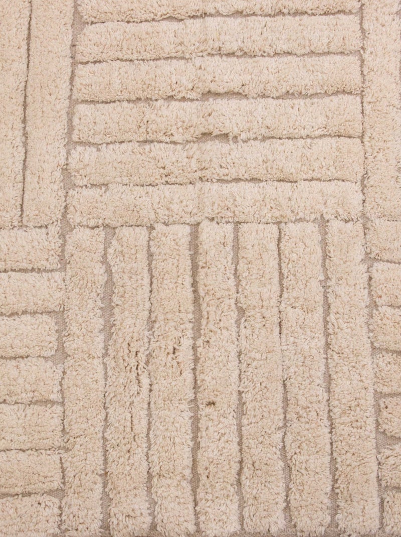 Alfombra decorativa de algodón con rayas cruzadas Crudo - Kiabi